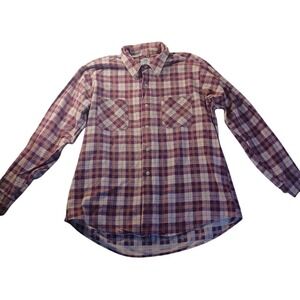 VTG Doplin Flannel Shirt Women's L Plaid Button Up USA Made Grunge Casual Grunge